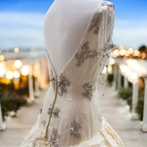 ST.Pucchi by Rani #9385 Bridal Ball Gown Wedding DRESS SZ 10 SiLk Ivory #5 - Picture 6 of 11